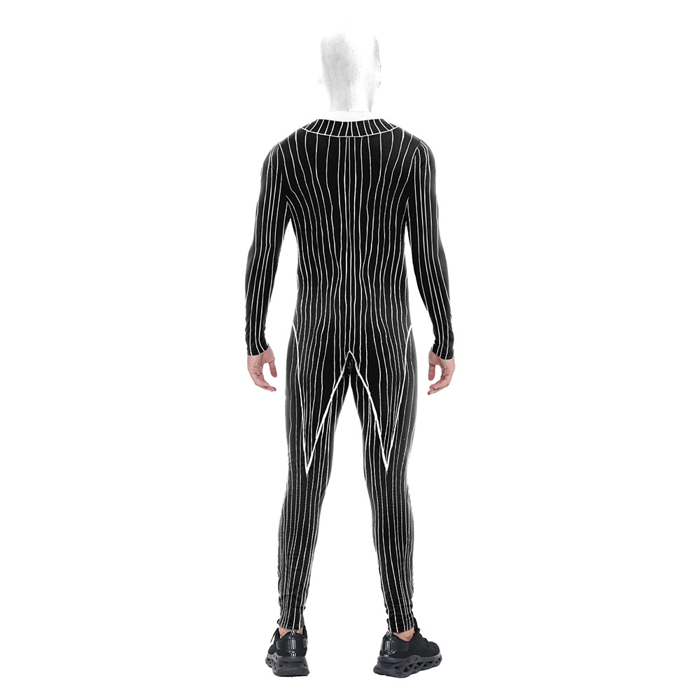 Mens Skeleton Halloween Costume Horrible Cosplay Tights Stage Performance Suit